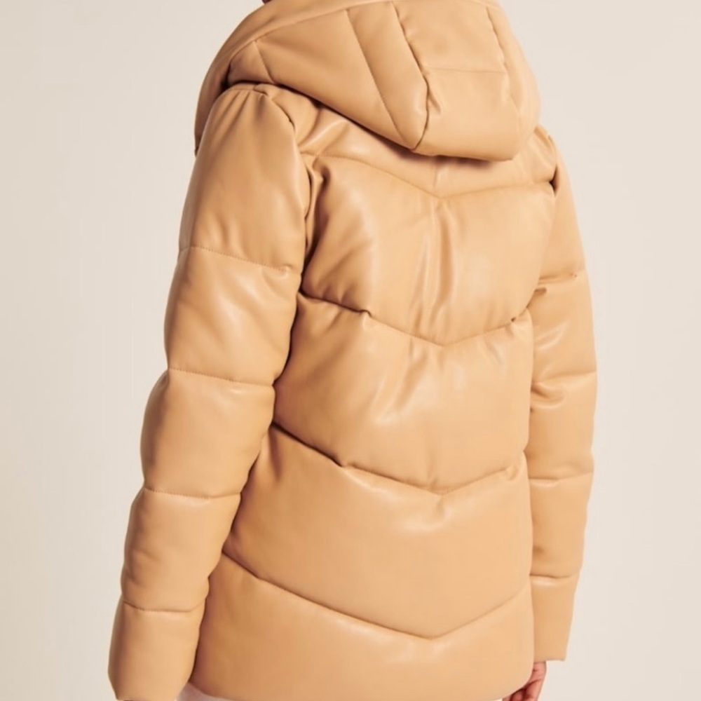 Abercrombie & fitch ultra mid-length vegan leather woman’s puff jacket - Picture 5 of 10